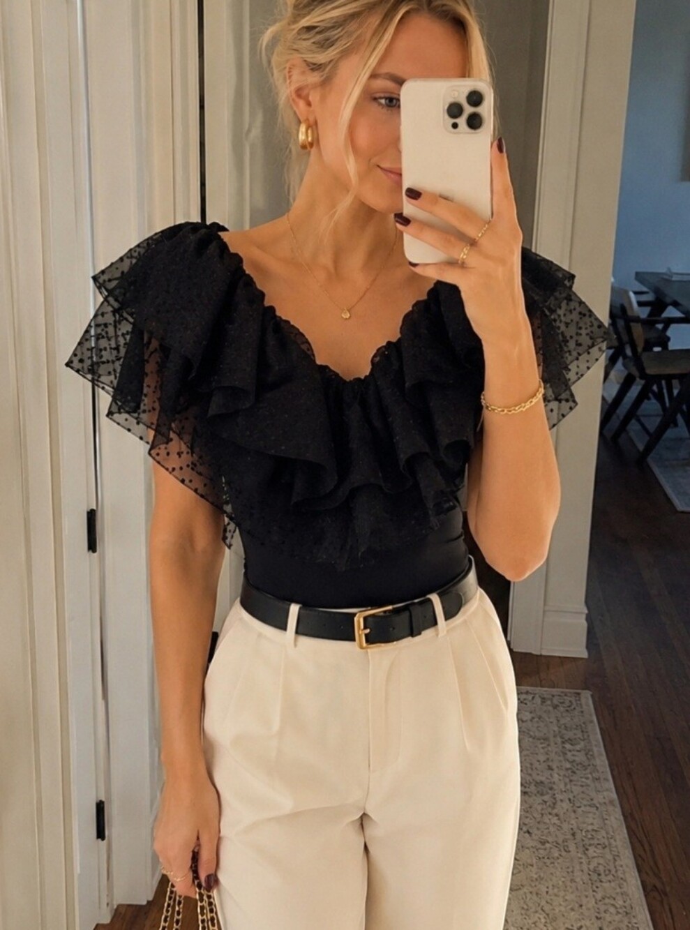 Gustin Black Ruffled Blouse